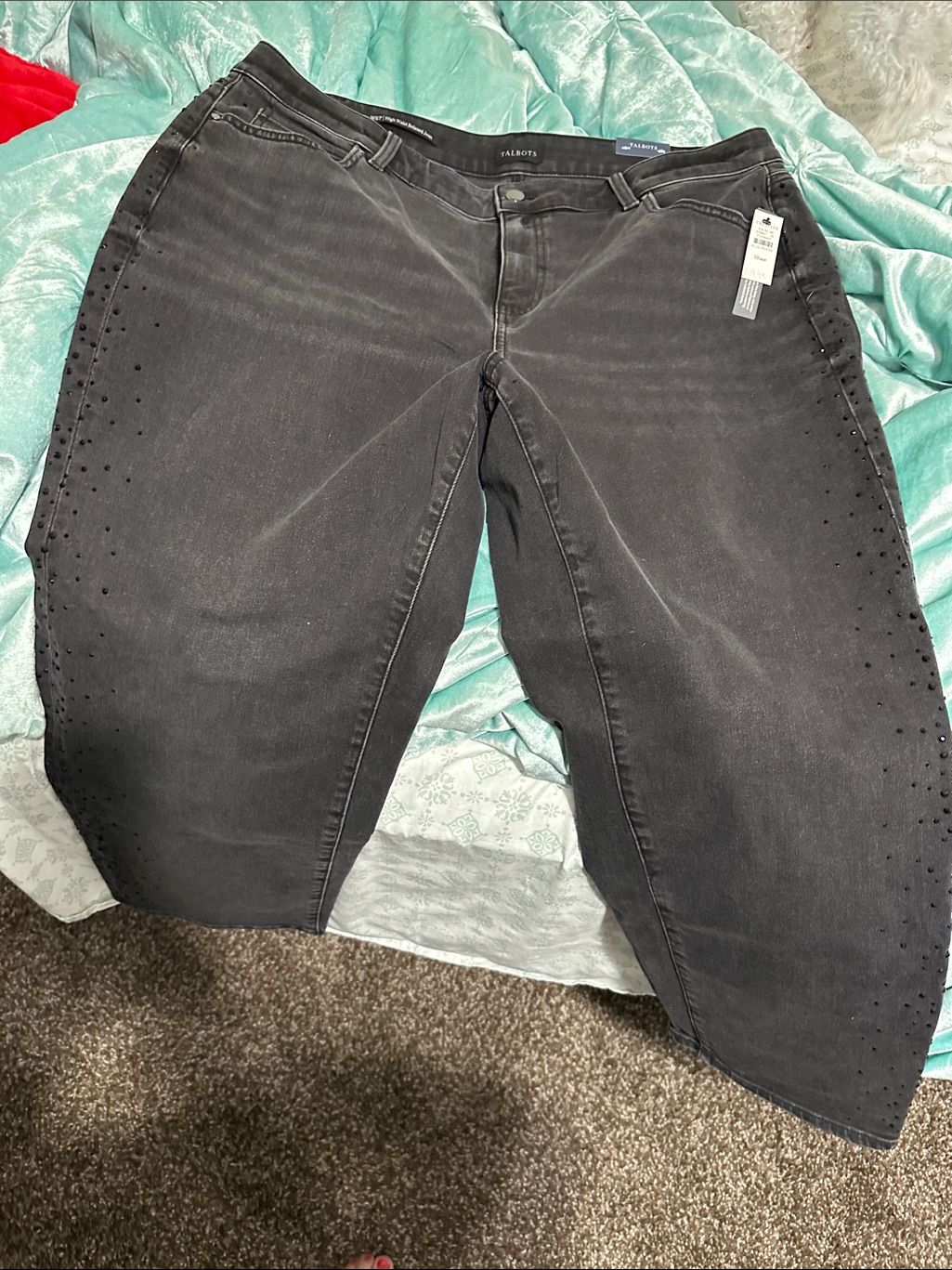 Talbots Black High-Rise Jeans With Side Stud Detail